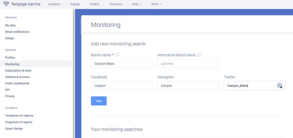 Social Media Monitoring setup