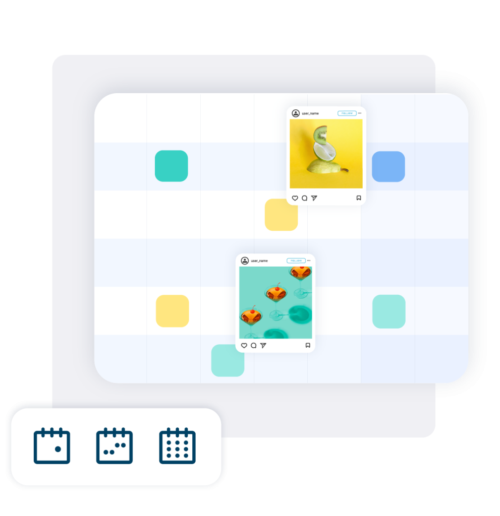 Ein Social Media-Redaktionskalender, der die Veröffentlichungstermine für verschiedene Beiträge anzeigt.