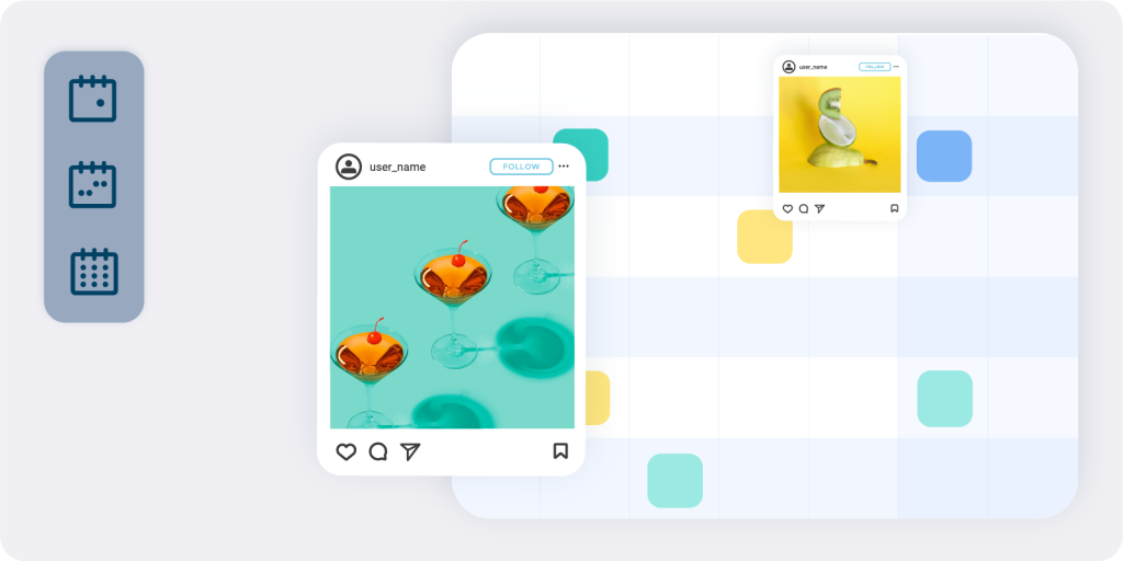 A social media content calendar with different posts scheduled.
